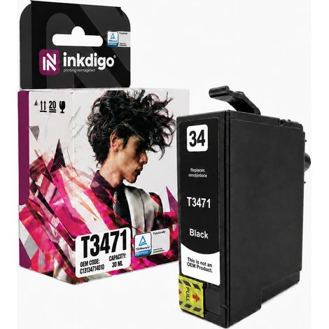 Inchiostro Inkdigo T3471 compatibile con Epson WorkForce Pro WF-3720DW WF-3720DWF certificato TÜV. (1/5)
