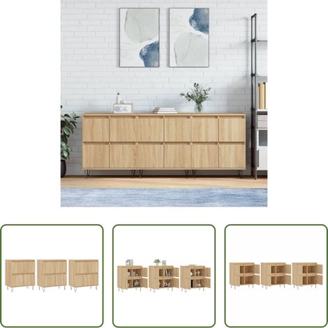 vidaXL Wohnzimmermöbel -  Sideboards 3 Stk. Sonoma-Eiche Holzwerkstoff (1/5)