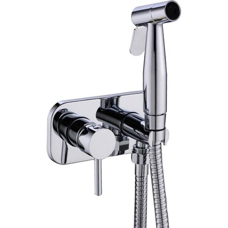 1 Kit Robinet Bidet Encastré Laiton, Mitigeur Chaud Froid, Douchette Acier Inoxydable, Salle De Bain (1/5)