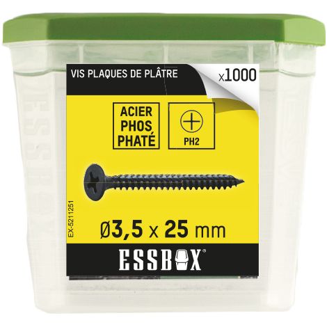 Vis ESSBOX SCELL-IT Plaque de plâtre - Ø3,5 mm x 25 mm - Boite de 1000 - EX-5211251