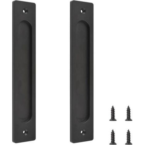 2er-Pack Schiebetürgriff, rechteckiger Türgriff mit Schrauben, 220 mm, Aluminiumlegierung, für Schränke, Schuppen, Garagen, Scheunentore (Schwarz) (1/4)