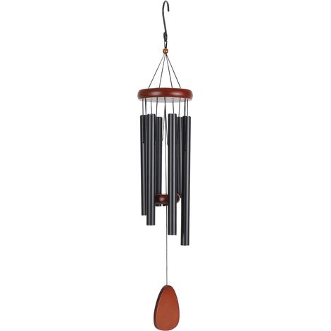 Carillon commémoratif pour chien, en bois et aluminium étanches, cadeau de condoléances pour la perte d'un chien, décoration pour jardin et intérieur, noir, 71 cm (28 pouces). (1/5)