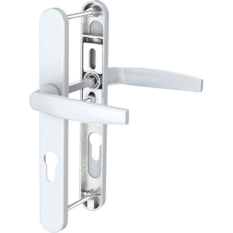 Paire de poignées étroite béquille blanc 233 mm Ensemble pour porte dentrée Bricard Emetal (1/4)