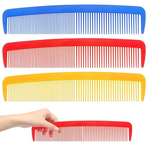 Set di 3 pettini giganti a denti larghi, divertenti accessori per capelli, ideali per feste, carnevale e acconciature. Dimensioni: 37,8 x 8 cm. Accessori per clown da donna. (1/4)
