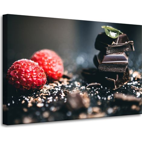 Leinwanddruck „Küche Himbeeren mit Schokolade“ 90x60