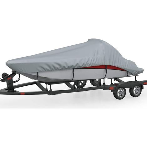 Housse de bateau imperméable en polyester gris 427-488 x 229 cm avec corde élastique - PANGIVO (1/5)