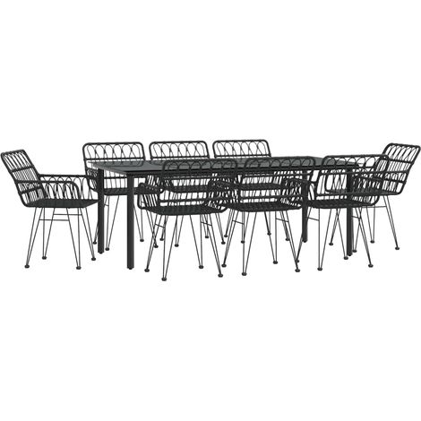 vidaXL Set da Pranzo da Giardino 9 pz Nero in Polyrattan (1/4)