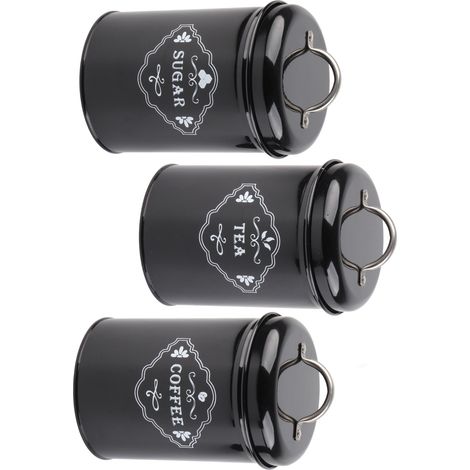 Ensemble de 3 bocaux noirs hermétiques pour le rangement de la cuisine et des ustensiles de pâtisserie (1/5)