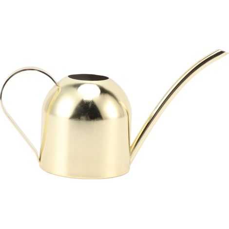 Arrosoir en acier inoxydable de grande capacité avec long bec pour une utilisation intérieure et extérieure, idéal pour le jardinage domestique, couleur or. (1/5)