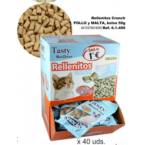 RELLENITOS CRUNCH CAT POLLO/MALTA 50 GR. C/40 BOLSAS