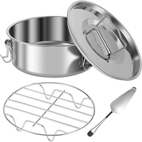 Edelstahl-Tarteform zum Backen, 1,5 l, Tarteform mit Deckel – Silber (1/5)