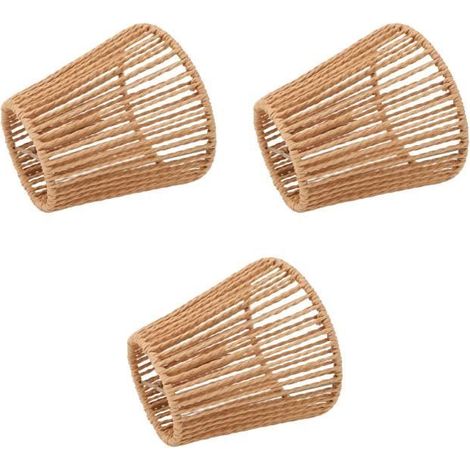 Abat-jour tissé à la main - - 3 pièces - Compatible E14 - Décoration intérieure - Beige