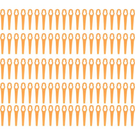 Lot de 100 lames de coupe en plastique orange, accessoires de remplacement pour débroussailleuse, outils de jardin manuels (1/5)