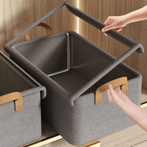 Boîte De Rangement Pour Vêtements - Avec Couvercle Et Fermeture À Glissière - Dimensions 47 X 28 X 20 Cm - Matériau Tissu - 1 Pièce (1/5)