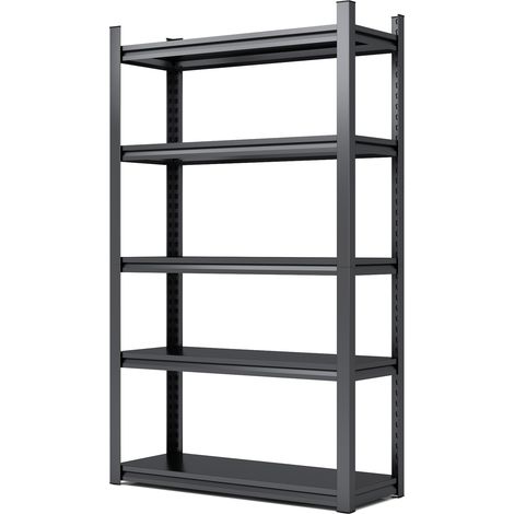 Schwerlast-Metallregal mit 5 verstellbaren Böden, schwarz, H198 x B120 x T45,7 cm (1/5)