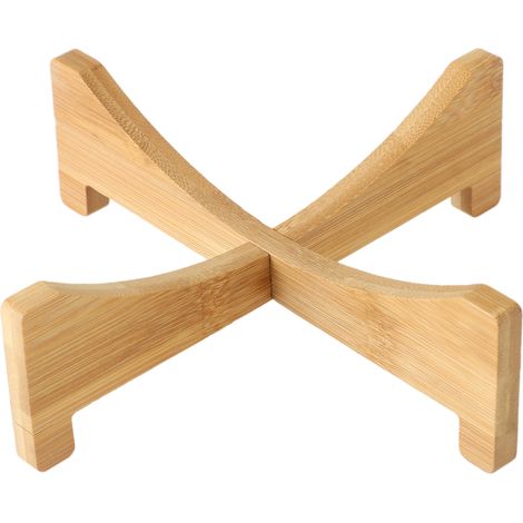 Sous-pot Bambou Motif Croix Multifonction – Plant Stand Bambou pour Plantes Pets Cuisine – Dimensions 17.5x5cm (1/5)