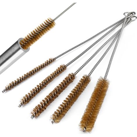 5 Pièces Brosses de Nettoyage pour Tubes en Laiton,Cylindrique Nettoyage 8/10/12/15/20mm Brosses à en Laiton avec Manche Long, Cylindrique Nettoyage, Goupillon, pour Tuyau Cylindre Chaudière (1/5)