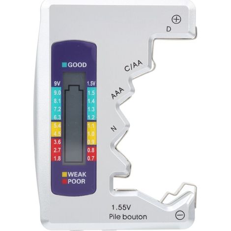 Probador de baterías, comprobador universal de baterías, comprobador de baterías pequeño para baterías de litio C/D/9V/AA/AAA/1.5V - Probador de baterías para baterías domésticas -Crezuo