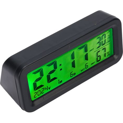 Horloge solaire de tableau de bord pour voiture, affichage nocturne automatique, rétroéclairage, horloge numérique automobile, thermomètre et hygromètre (1/5)