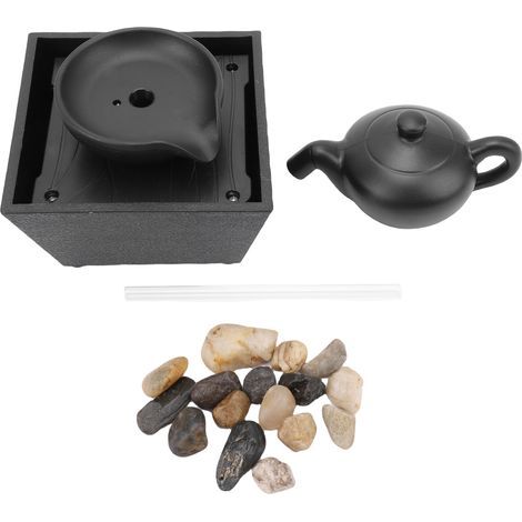 Floating teapot, water fountain, indoor table ornament, waterfall, decoration with LED light stones, table decoration for home and office (1/5)