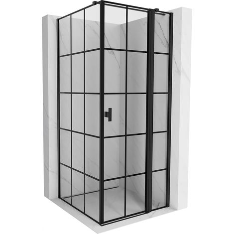 Mexen Mist T cabina de ducha abatible derecha 75 x 75 cm, rejilla negra, negra - 8A4T-075-075-70-77-P (1/5)