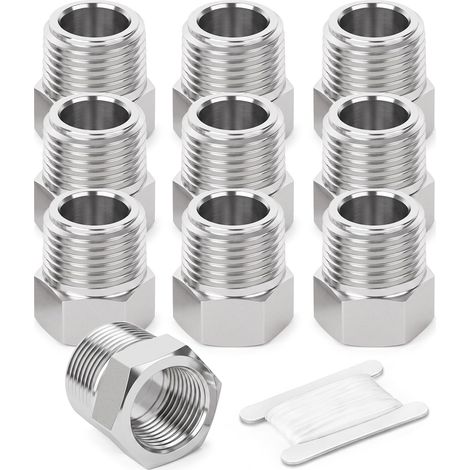 10 pcs 304 Douille hexagonale réductrice en acier inoxydable, 3/8" BSP mâle à 1/4" BSP femelle tuyau, réducteur d’adaptateur de raccord convertisseur (1/5)