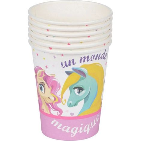 Set de 6 gobelets en papier Poney magique (1/2)