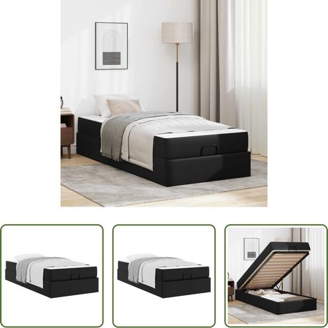 Matratze mit Lattenrost -  Bettgestell mit Matratze mit Matratze 2 pcs Schwarz PVC (1/5)