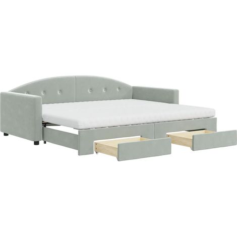 Maison Exclusive - Divano Letto Estraibile Cassetti Grigio Chiaro 90x190cm Velluto