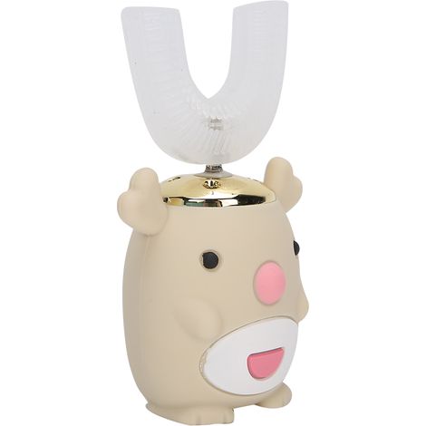 Brosse à dents électrique sonique pour enfants en forme de U, outil de nettoyage intelligent pour l'hygiène bucco-dentaire (beige, 6 à 14 ans) (1/5)
