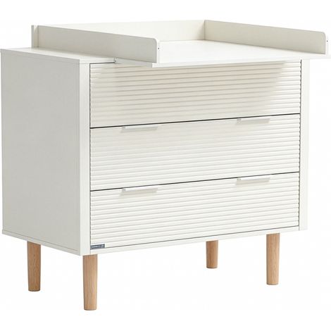 Home Deluxe Commode à langer COCO - Blanc Avec matelas à langer amovible, MDF robuste, pieds en pin, beaucoup d'espace de rangement, meubles de chambre d'enfant, taille 100 × 100 × 73 cm (1/5)