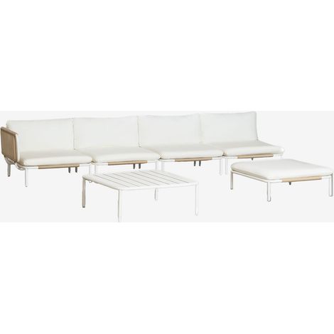 Set da giardino con divano modulare angolare a 4 pezzi, tavolino da caffè e pouf in acciaio Roubly SKLUM            