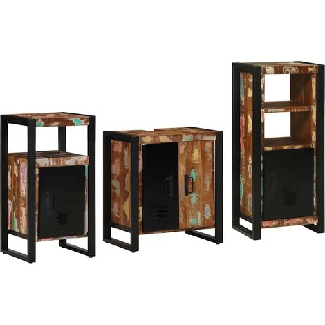 Badezimmermöbel-Set mit Regal 3 pcs Massives upgecyceltes Holz