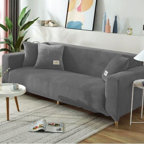 HOUSSE DE CANAPÉ 3 places VELOURS GRIS (1/5)