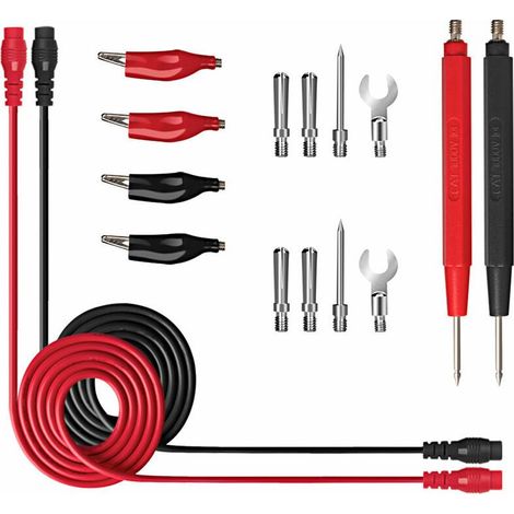 16pcs ensemble de fils de test numérique multifonctions super tranchants lignes de test en silicone kit de sonde de test électronique,Rouge Noir Argenté (1/5)