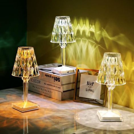 Lampe Diamant Rechargeable Touch par USB,En Acrylique Décoration de Bureau - Lampe de Chevet - Éclairage de Nuit (1/4)
