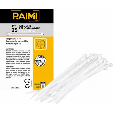 EcoPrice Fascette Cablaggio 4.8x350mm 25pz Bianco RM-FC4835B
