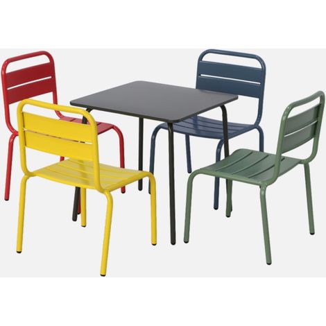 Set tavolo da giardino per bambini in metallo con 4 sedie
