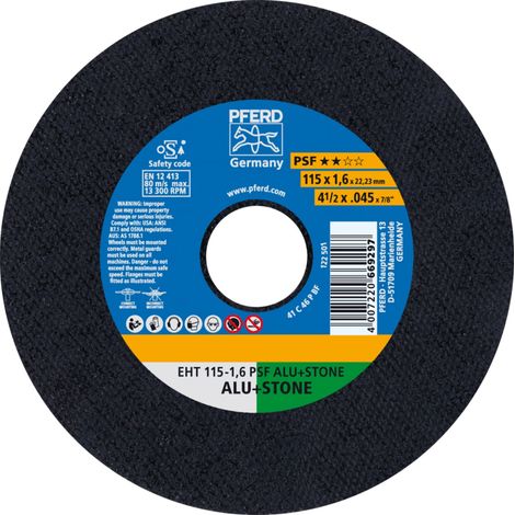 PFERD TOOLS Trennscheibe EHT 115x1,6x22,23 mm gerade Uni.-Linie PSF ALU+STONE für Alu/NE-Met./Stein/PVC 25 Stk (1/5)