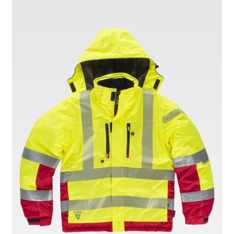 Parka acolchada e impermeable en tejido Oxford, combinada con alta visibilidad y con cintas reflectantes S9261 L Amarillo A.V.+ Rojo (1/5)