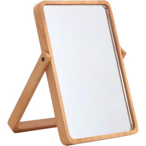 Miroir de Maquillage en Bois Lumineux Pliable Format Carré Femme Fille Usage Quotidien Voyage (1/5)