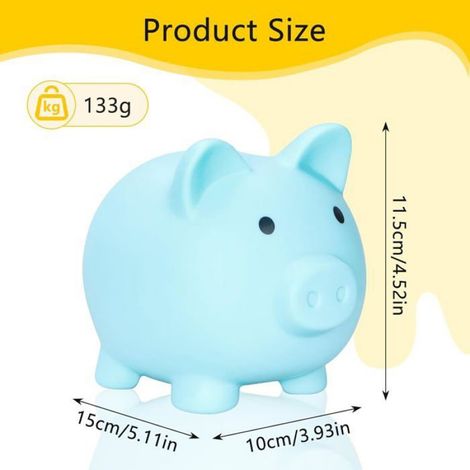 1 Tirelire Cochon, Incassable, Plastique Épais, Bleu, Cadeau Anniversaire Noël Enfant 3-10 Ans (1/4)