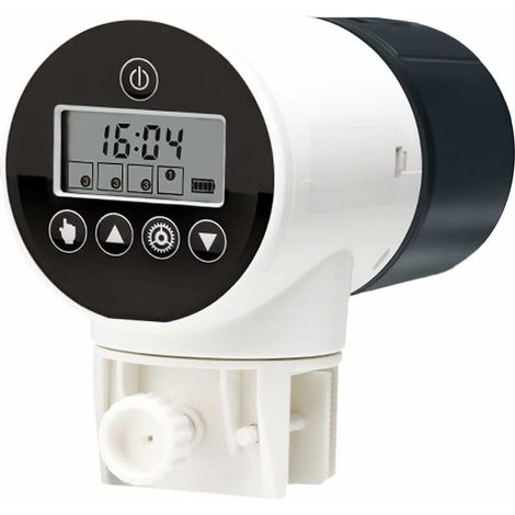 Automatic Fish Feeder with LCD Screen, Moisture-Proof Electric Feeder, Aquarium Food Dispenser for Holidays and Weekends, 360 Degree Rotating Base