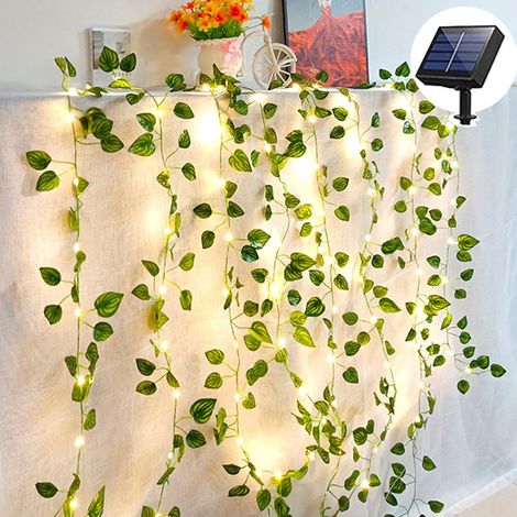Guirlande solaire décorative 12 m – Éclairage doux et nature– Vigne artificielle – Idéale pour jardin, terrasse et extérieur – Éclairage doux et naturel (1/5)