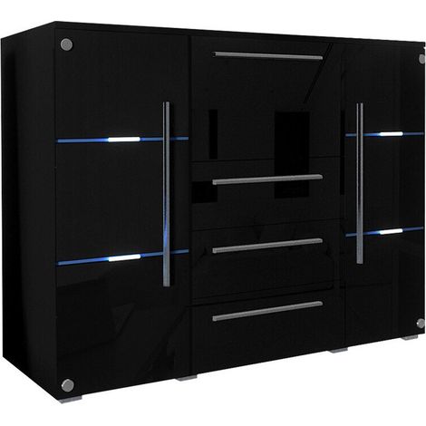 Cómoda Nashville 101, VI, Con cajones y puertas, Número de cajones: 3, 115x136x39cm, LED (1/5)