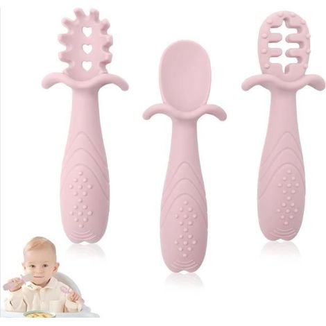 3Pcs Cuillère Apprentissage Bébé, Cuillere Bebe Apprentissage, Cuillere Bebe 1er Age, S'adapte À la Taille de la Petite Main de Bébé (1/4)