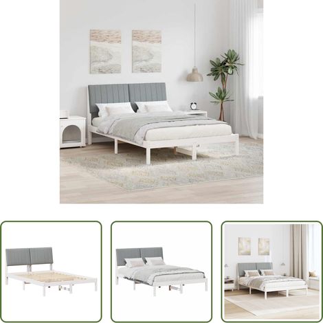 Lit blanc - Cadre de lit avec tête de lit Blanc 135 x 190 cm Pin massif (1/5)