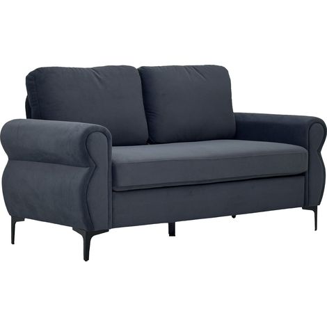 Sofá de 2 plazas desenfundable 173,5 cm gris oscuro con estructura de metal y madera (1/5)