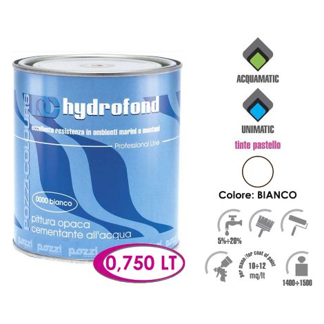 Pozzi 750 ml peinture e'mail Hydrofond blanc mat appret antirouille a' l'eau cimente' pour mur de fer en bois