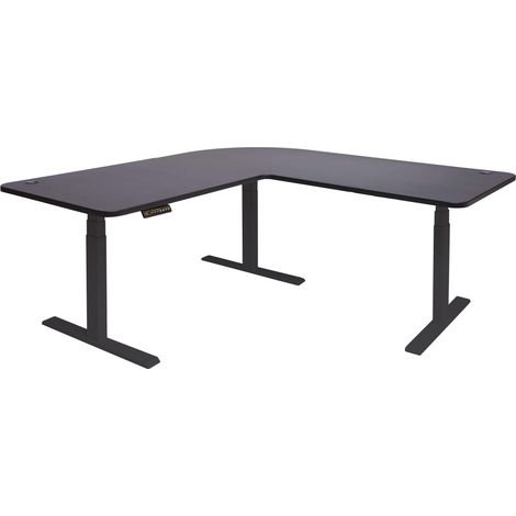 Escritorio de esquina mesa para ordenador regulable eléctricamente en altura 178x178cm MDF negro 040002504